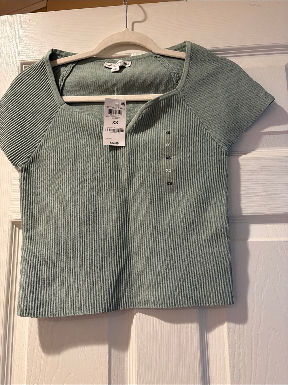 Ribbed Scoop Neck Crop Top - Sage